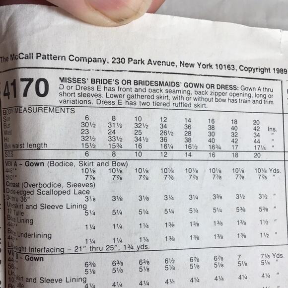 Vintage McCall's 4170 Wedding or Bride's Maids Dress Sewing Pattern 1989 Size 8 - Picture 8 of 12